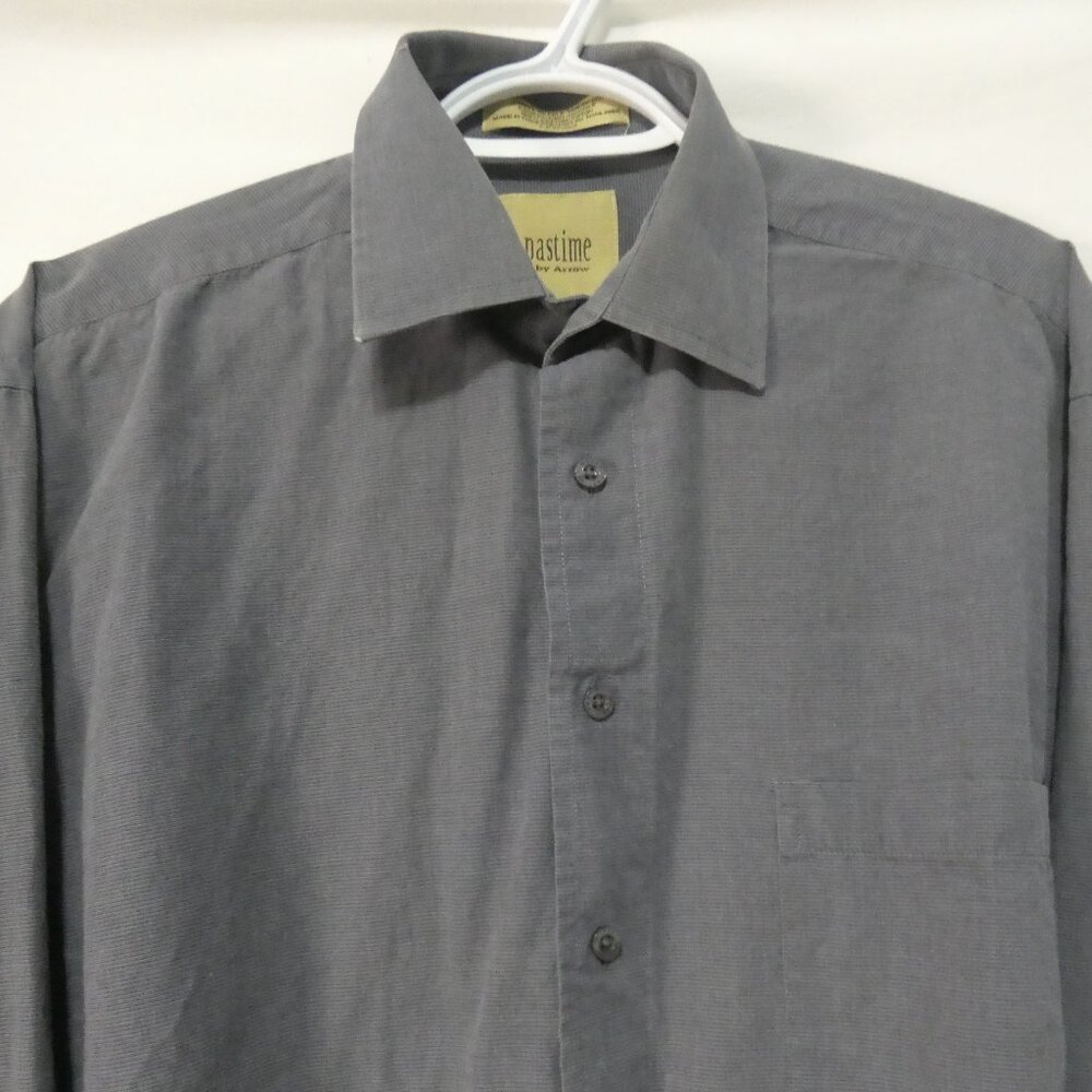 PASTIME By ARROW | 16 32/33 | Classic Grey Button-Up Dress Shirt